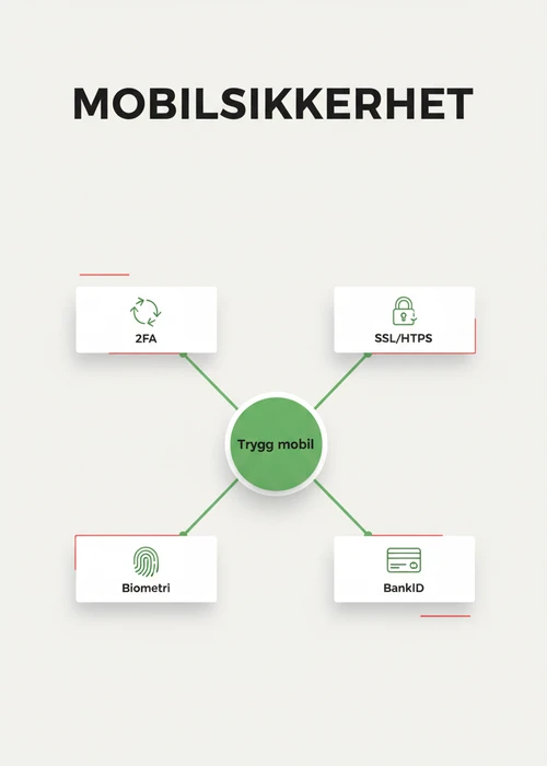 En person som spiller casinospill på en mobiltelefon, med en trygg og sikker tilkobling. Illustrerer mobilspill og sikkerhet.